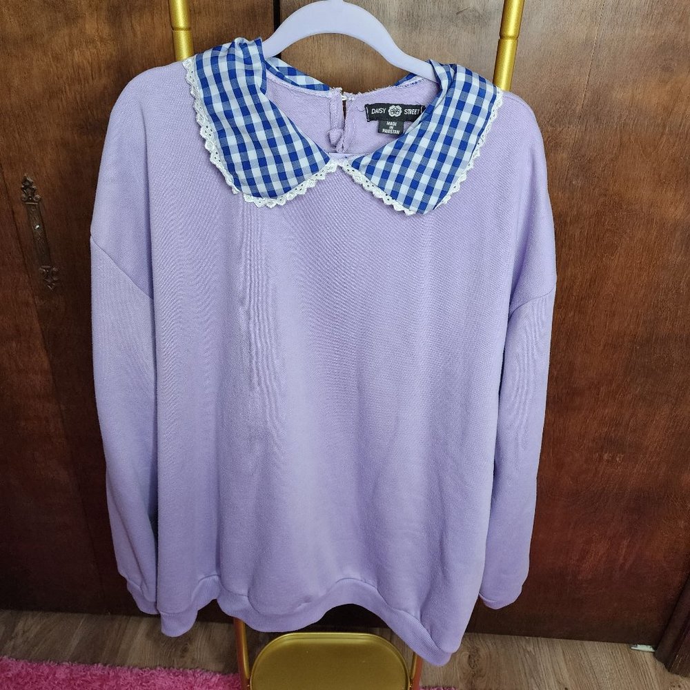 Daisy street contrast collar lilac sweatshirt 4xl